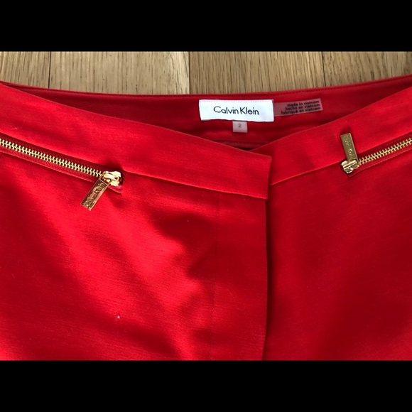 Calvin Klein Pants & Jumpsuits | Calvin Klein Red Pants With Gold Zippers Size 2 | Poshmark
